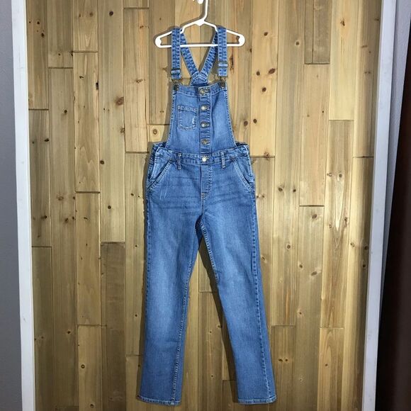Gap Kids Factory Girls Denim Jeansn Overalls Size  14 - Picture 2 of 16
